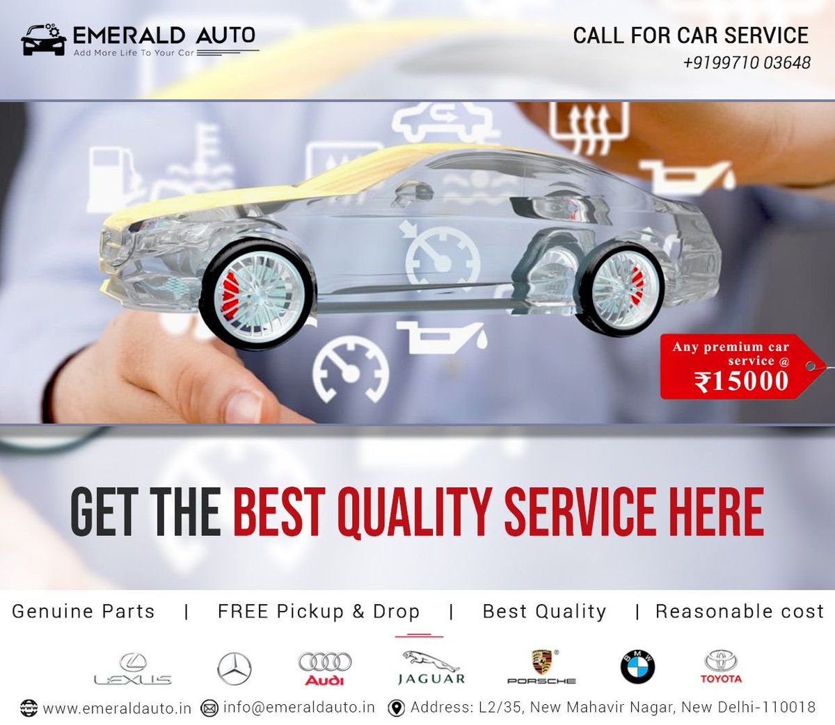 Emeraldautoind's tweet photo. Get the best quality service here...

FREE PICK UP &amp; DROP FACILITY AVAILABLE.

For more details, visit our website @ https://t.co/tgGP255BQF or CALL NOW @ 9971003648

#Emeraldauto #mywork #mypassion #professionaldetailing #jaguar #audi #toyota #lexus #makeitshine #FridayFeeling https://t.co/jA4cSkg2sp