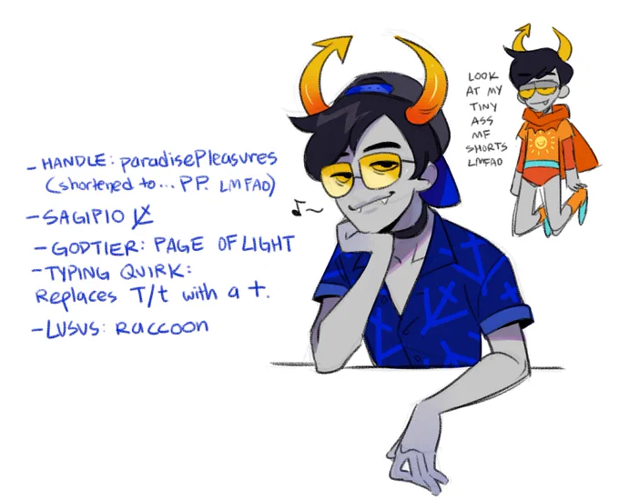 my friends and i are just havin a good time enjoying homestuck/hiveswap so we made some trollsonas for funsies lmao. i made a fake troll call card and fake friendsim screenshots too.. it's a lotta fun to make these :') 