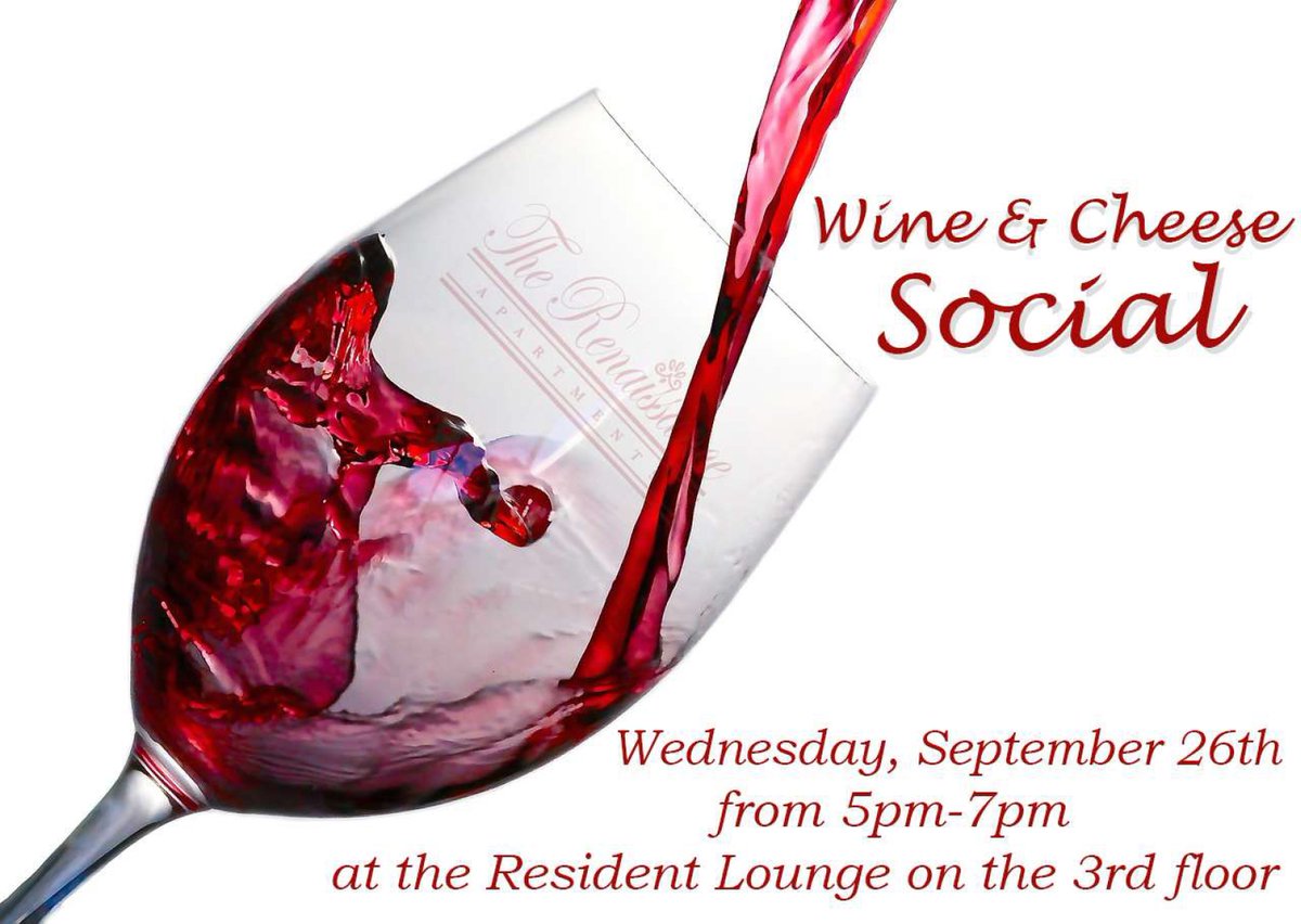 AptsMemphis's tweet photo. #WineandCheese #Social on #Wednesday, #September 26th from 5:00pm-7:00pm in the Resident #Lounge on the 3rd Floor. 21+ years old only and must #RSVP in the office by #Tuesday, September 25th.
Up to 2 guests allowed per resident.
https://t.co/yXXtpCpvsY
#memphis #DowntownMemphis https://t.co/QRvBtlj4BX