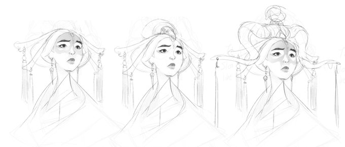 Didn't have the hankering to color anything today, so I just doodled more faces. This is my old story character Shuliko, first born daughter of a warlock king. 