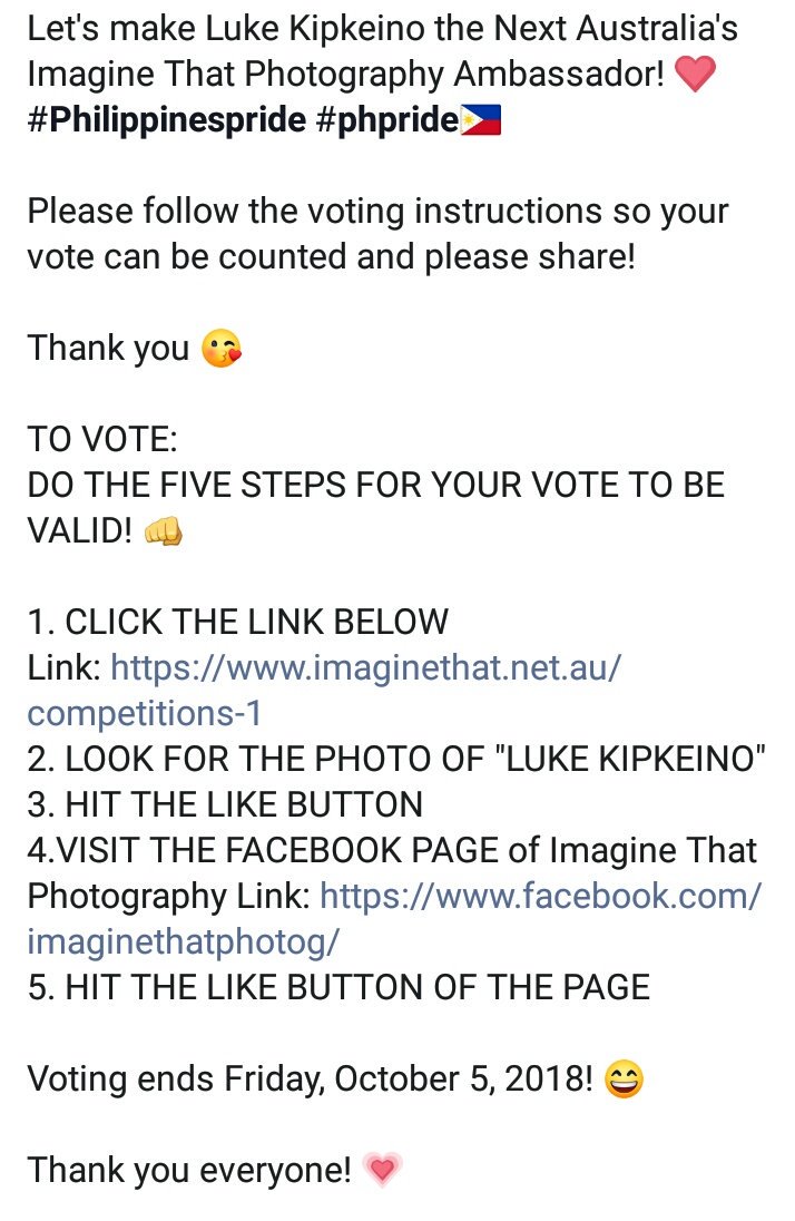 realSweetie_13's tweet photo. Hello fellow KathNiels! Please vote &amp; share! Follow the 5-steps to have a VALID VOTE! Laban Pinas! 

As the most prominent PHILIPPINE fans group, I know we can make a difference and help this WIN! 🙌👊👏 #PinoyPride #KathNiels #labankathniels #LabanPilipinas #LabanParaSaBayan https://t.co/uZfoTY0bnj
