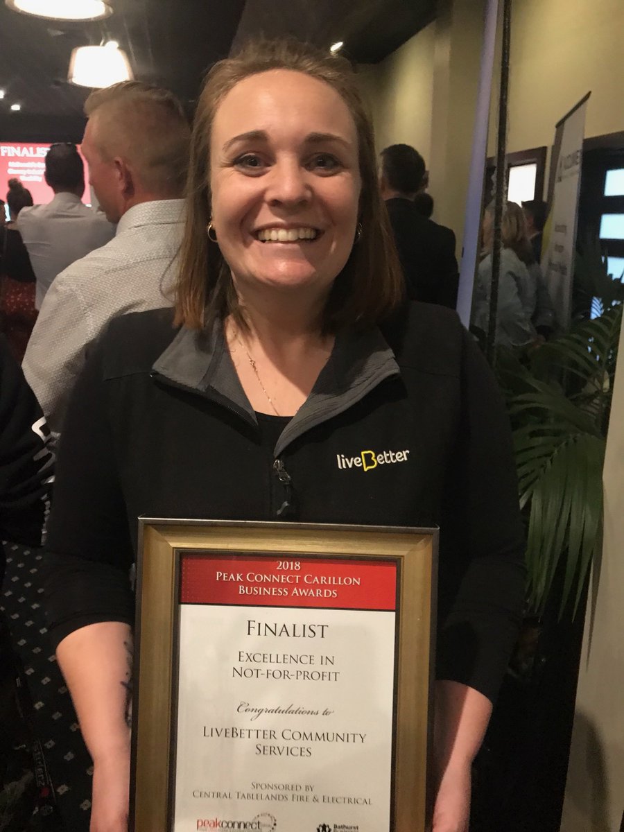 LiveBetterAus's tweet photo. We’ve just been named finalists in the Bathurst Business Chamber Peak Connect Carillon Business Award’s Excellence in Business (20+ staff), Excellence in Not-For-Profit and Bathurst’s Favourite Business categories! Congratulations to our fellow finalists! @ChamberBathurst https://t.co/xt3k8T3Uze