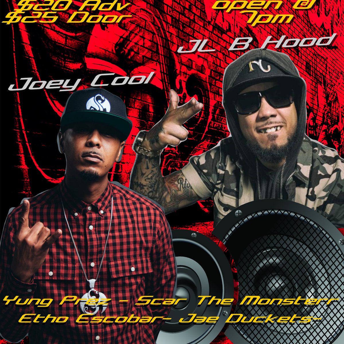 L_B_Promotions's tweet photo. It's going down in Colorado Springs next week on the 27th. Joey Cool and JL B Hood with Yung Prez and Jae Duckets, Etho Escobar and Scar The Monsterr. Get your tickets now for $20. #LuckyBPromotions #JLBHood #JoeyCool #YungPrez #ScarTheMonsterr #EthoEscobar #JaeDuckets https://t.co/x5K782qq0v