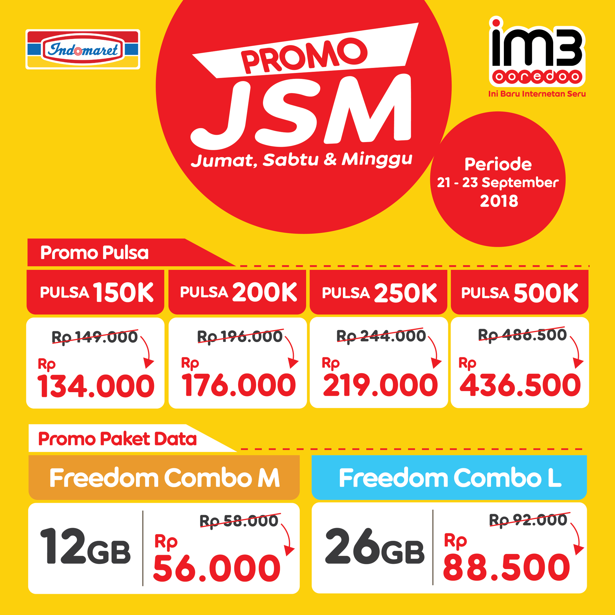 O Xrhsths Indomaret Sto Twitter Khusus Jumat Sabtu Minggu Dapatkan Promo Pulsa Dan Promo Paket Data Indosat Ooredoo Di Indomaret Yuk Selama Periode 21 23 September 2018 Indomaret Https T Co Zcar0ptvvt O Xrhsths Indomaret Sto Twitter Khusus Jumat Sabtu Minggu Dapatkan Promo Pulsa Dan Promo Paket Data Indosat Ooredoo Di Indomaret Yuk Selama Periode 21 23 September 2018 Indomaret Https T Co Zcar0ptvvt