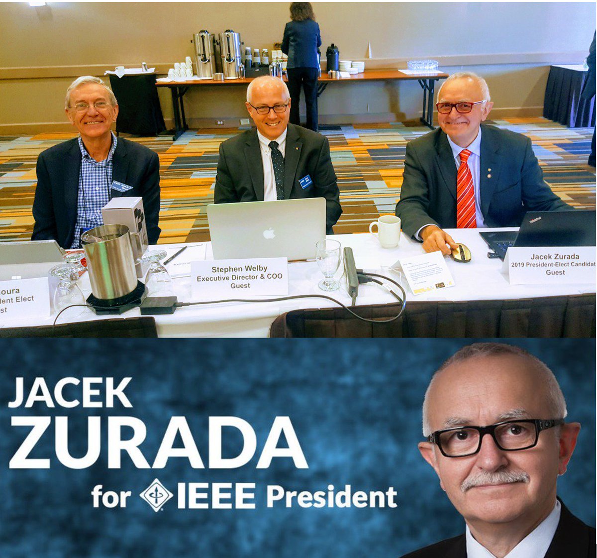 If you still haven’t voted Jacek ZURADA for 2019 IEEE President-Elect, please click ieee.org/elections to cast your vote! The pic shows me with #JoseMFMoura (2019 President), #StephenWelby (Executive Director), see  jacekzurada.org #ai #elections #ieeewie