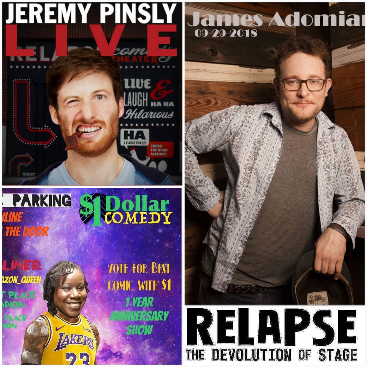 relapsecomedy's tweet image. We are closing out September with the best in celebrity comedy talent and a 1year anniversary. Next week get your tickets now for @jerbearpinsly @jadomian and @onedollarcomedyshow . Click the link in the bio to get your tix today!!! #RelapseTheatre home of  #standupcomedy
