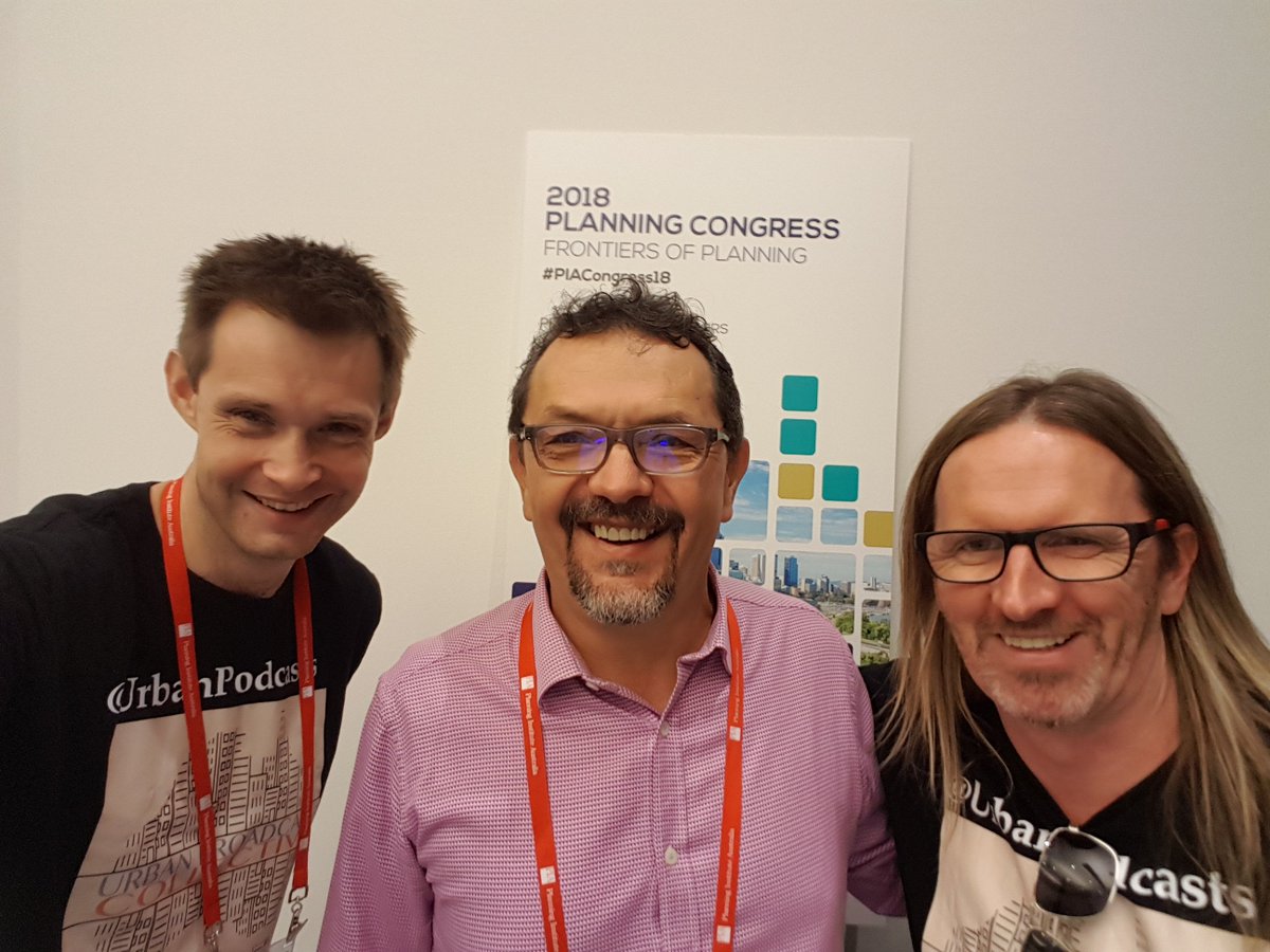 Planographer's tweet photo. @drtonymatthews & @SubUrbanistaPod r on a roll with new #podcast eps 4 @urbanpodcast as part of special series from @pia_planning #PIACongress18 #Perth. Nxt wk sees a new ep #Disrupting #Professional #Practice: #ArtificialIntelligence & the #Future of #Planning w/ @kalahariozzie https://t.co/IXLTfBHK04