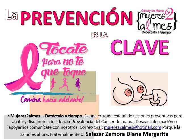 Dianamargariita's tweet photo. Explórense, PREVENGANSE. 
El tiempo es su mejor aliado 🌸 @medicosconcausa @mujeres2almes #CaMama https://t.co/tonVTC0EGy
