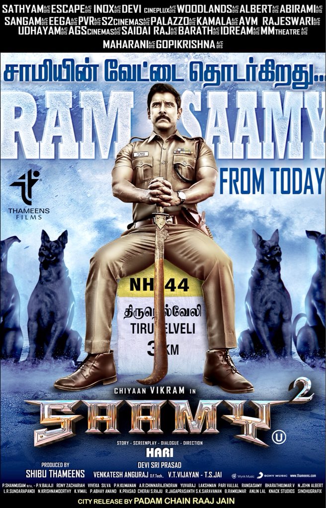 Wishing a great success to whole unit of #SaamySquare
#Saamy2 / #Saamy - #ChiyaanVikram #Hari @KeerthyOfficial @ThisIsDSP @PushyamiFM @ThameensFilms @auraacinemas

#SaamySquareFromToday worldwide, in silver screens near you

#AaruSaamyReturns @shibuthameens #Chiyaan #Vikram 
#CRT