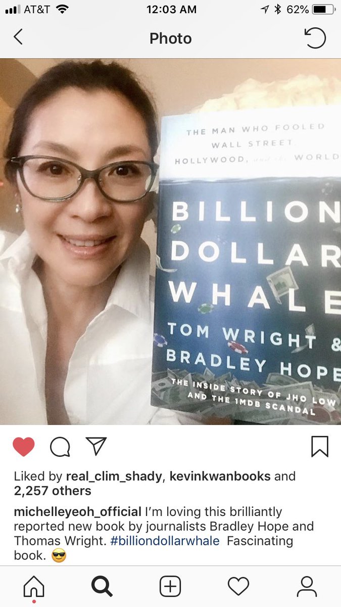 Michelle Yeoh likes our book! If you haven’t bought a copy yet, considering going to: amazon.com/gp/aw/d/031643… #BillionDollarWhale