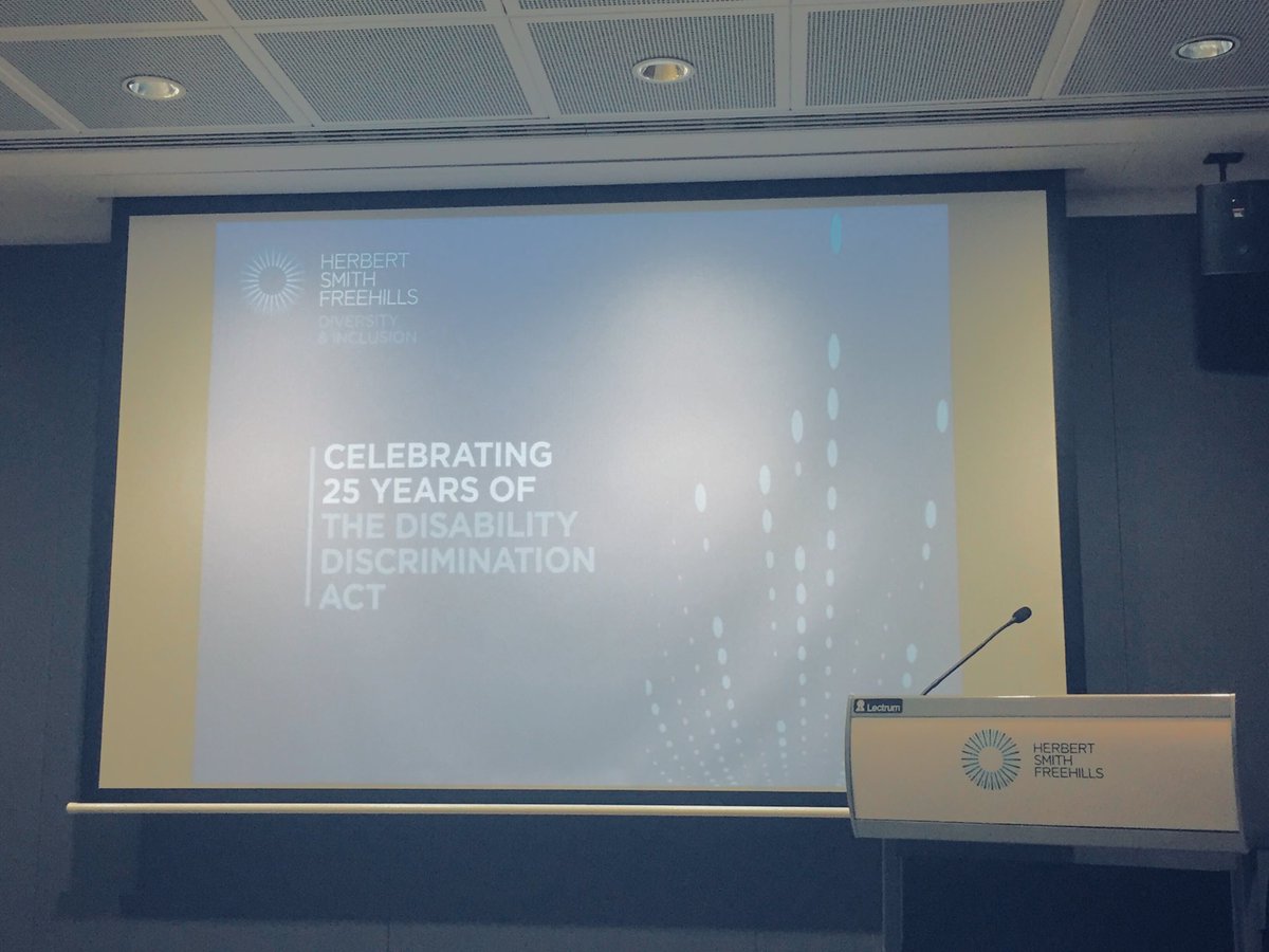 Julol's tweet photo. It was an honour to speak with @almcewinddc and @pryorlisa last night on a panel celebrating 25 years of the Disability Discrimination Act. Thanks @HSFlegal for hosting this important event. https://t.co/PGrUjNavHX