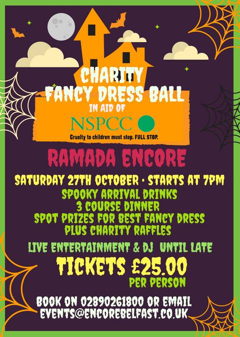 The Ramada @Encore_Belfast is hosting a #Halloween fancy dress ball on October 27, 2018. The hotel, which has chosen <a href="/NSPCCNI/">NSPCC NI</a> as their chosen charity for the year, aims to raise £2,000. Tickets are £25 per person &amp; to book call 028 9026 1800 or email events@encorebelfast.co.uk