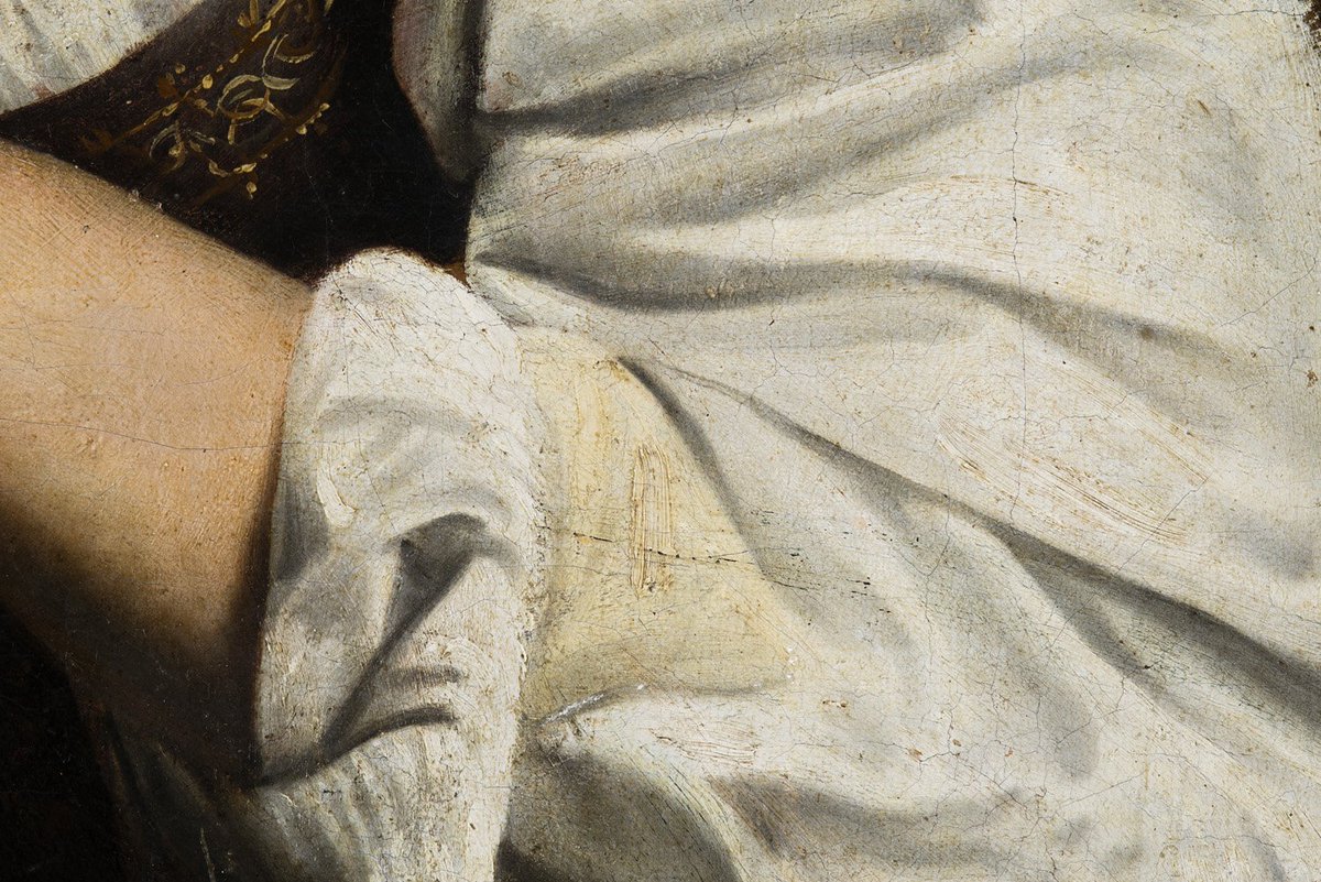 MuseoThyssen's tweet photo. Impresionantes detalles del estudio técnico de nuestra santa favorita. En noviembre nos reencontraremos con ella en una exposición sobre el proceso de restauración que se está llevando a cabo con el patrocinio de @AsisaSalud #Caravaggio @RestauraThyssen https://t.co/pR9DSRzGK8