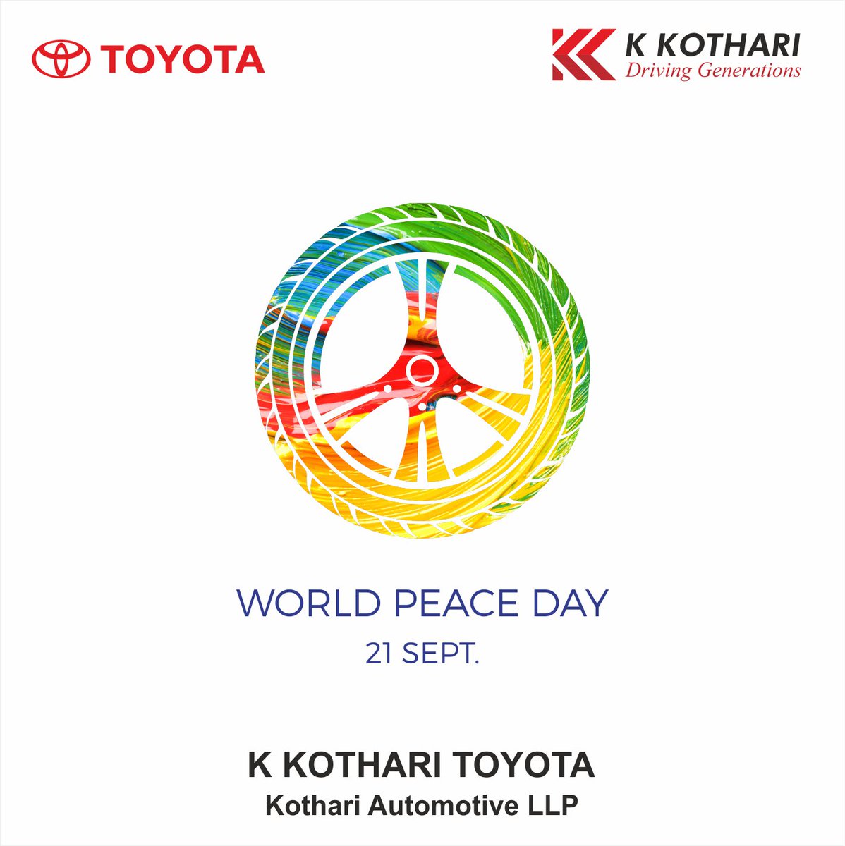 KothariToyota's tweet photo. Love &amp; Compassion are the pillars of world peace. This #InternationalDayOfPeace let's pledge to nurture Unity &amp; Harmony in the society for a better &amp; peaceful world. https://t.co/gGTf7gJvN5