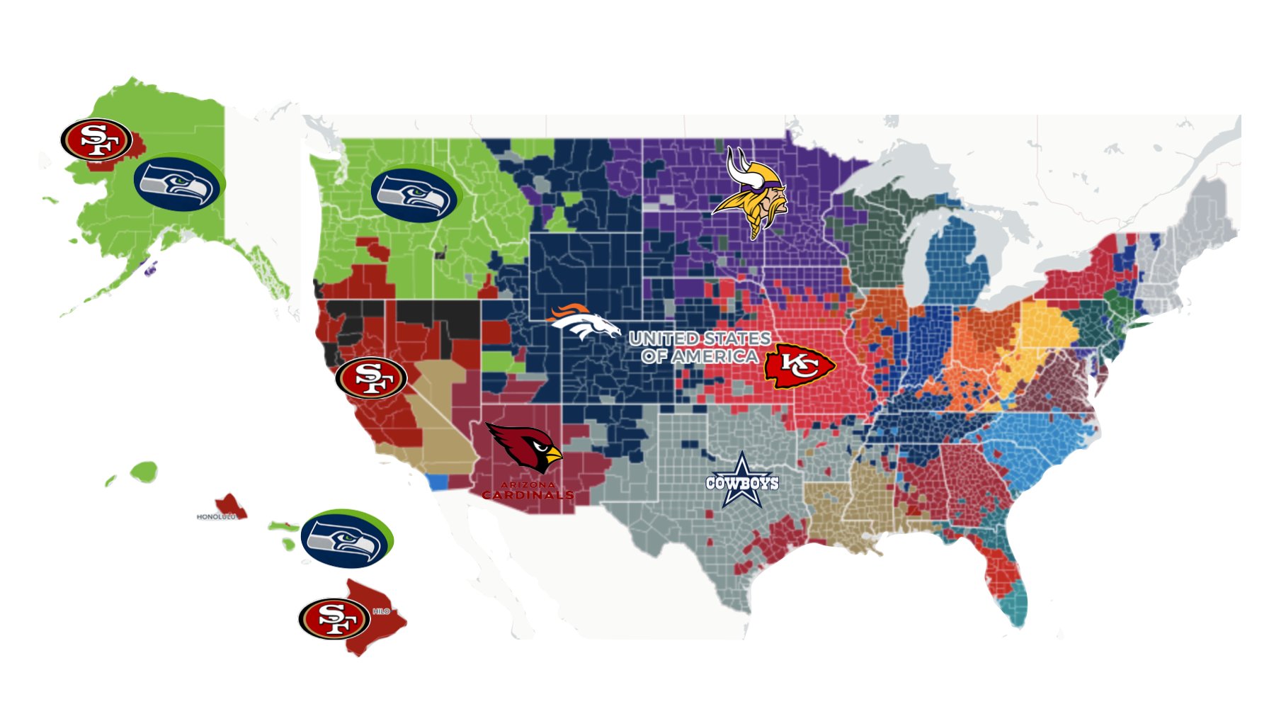 Ken Rutkowski on X: Where Do NFL Fans Live? Mapping Football Fandom Across  the U.S. The Dallas Cowboys are the team with the most shopped-for tickets  in 392 U.S. counties, making them