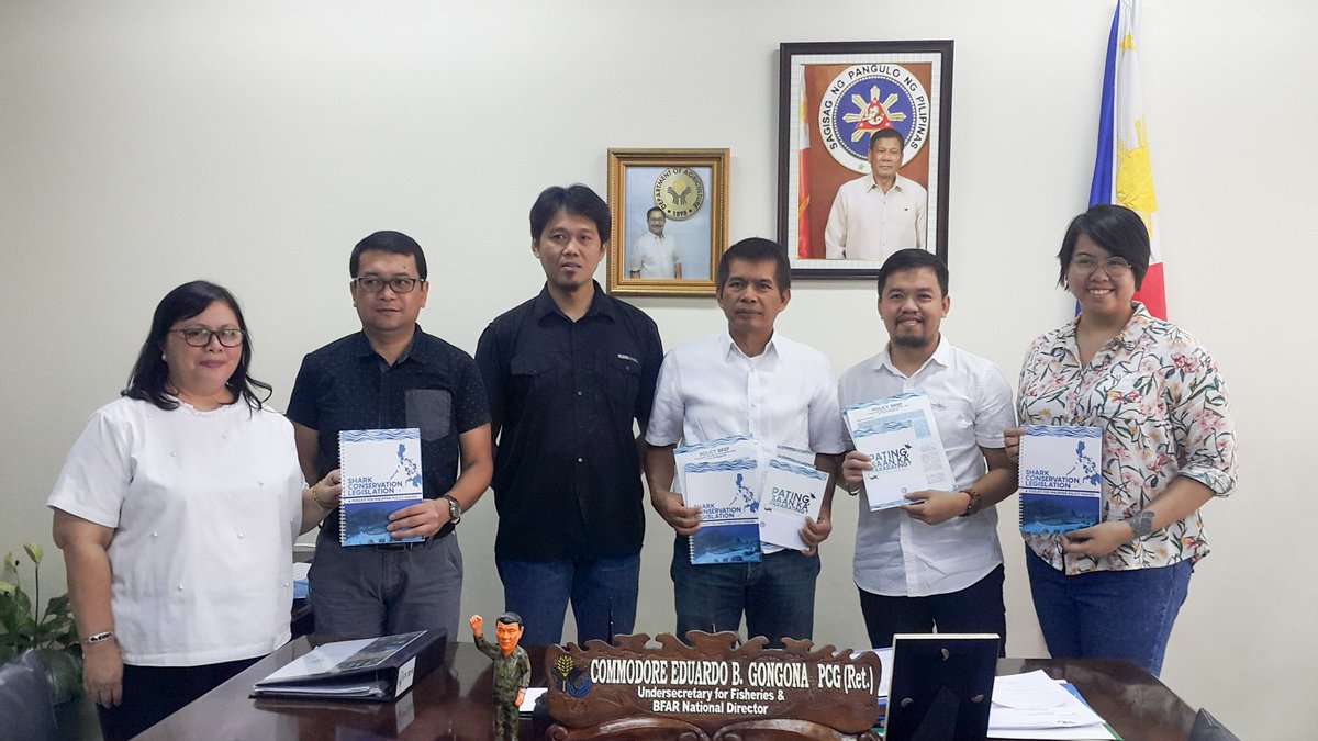 savesharksph's tweet photo. This morning, our Sharkada visited Director Eduardo Gongona to turnover materials &amp; update @bfarph about the shark conservation campaign in PH. Future activities and partnerships were also discussed with the office. 

#ConservePHSharks https://t.co/E05wlJMXGA