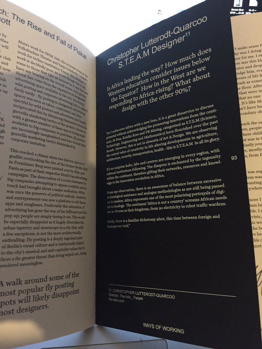 Every now and again I get published. This time it was for WOW (ways of working) Journal discussing Africa and it being at the forefront of tech before the west in numerous ways. #LDF18 #LondonDesignFestival #FridayFeeling #Friyay #ColabNowNow