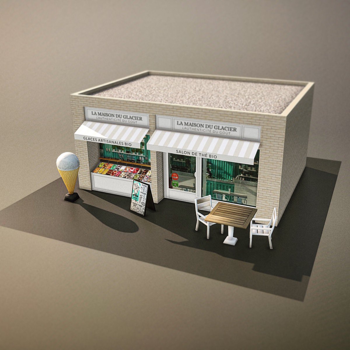 gruny's tweet image. La Maison du Glacier - a new shop soon available on Steam workshop (props will be in a separate pack). #CitiesSkylines #icecream #FrenchCityDesigners