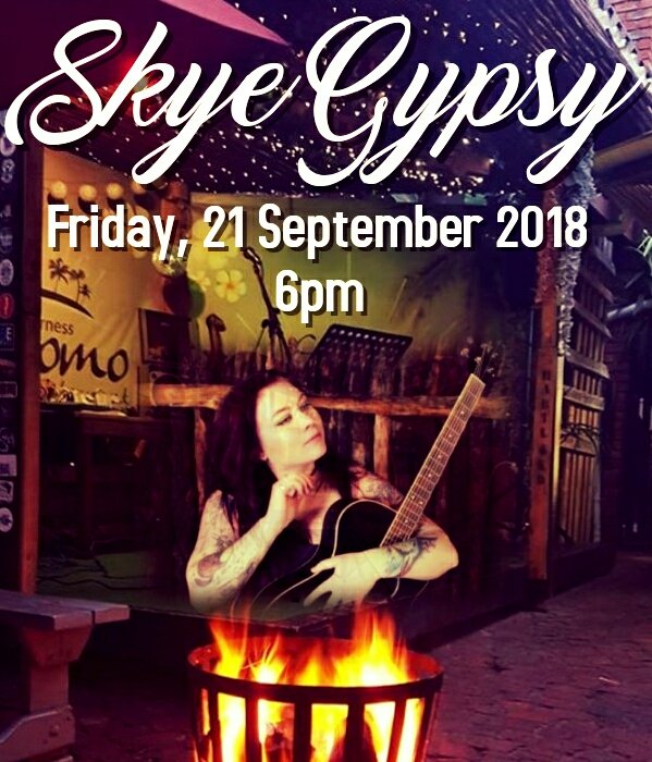 Skye Gypsy - Skye Gypsy is a self-taught indie-folk acoustic musician. Based in   George she has been performing at venues around the Garden Route as well as   venues in England, Wales and Ireland.