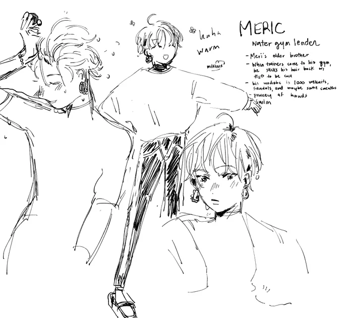 quietly...my pokemon gym leader oc...meric ☺️ im still deciding his colors and gym layout 