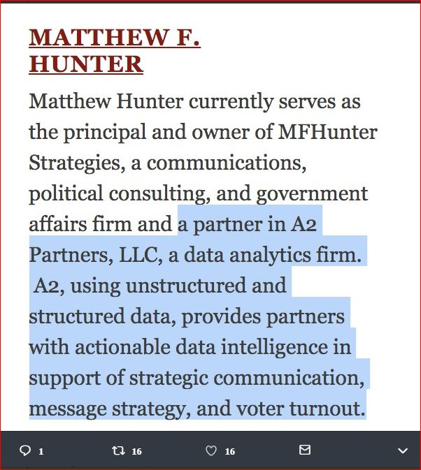 So you never ever worked with cambridge analytica eh ? never coordinated or colluded or have anything to do with trump or russia or CA ... I'll just leave this here shall I.Sure no Russians? sure?No Trump Team connections? Except Gorka the antisemitic nazi alt right guy.