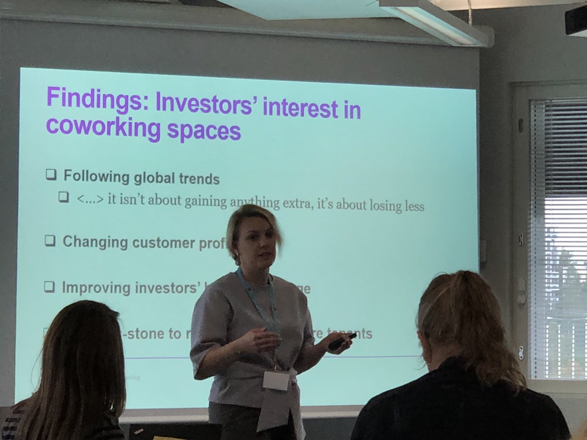 First step towards a more social value driven society? Investors of coworking spaces focus not on gaining anything extra, but on loosing less, says Vitalija Petrulaitiene  #TWR_2018