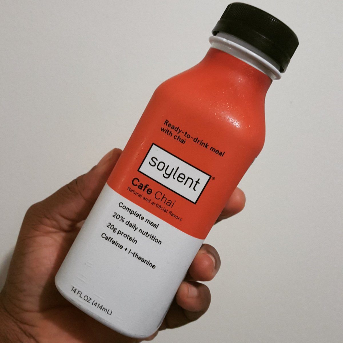Rebelle_Child's tweet photo. Complete meal in a bottle with all the necessary nutrients. @soylent #soylent #mealreplacementshake #completemeal #nutrients #healthy #healthyliving #healthyfood #readytodrinkmeal #chai #cafechai #dailynutrition #protein #caffeine #eatheathy #healthyliving #kelliekelzway https://t.co/jSwOqdoRrk