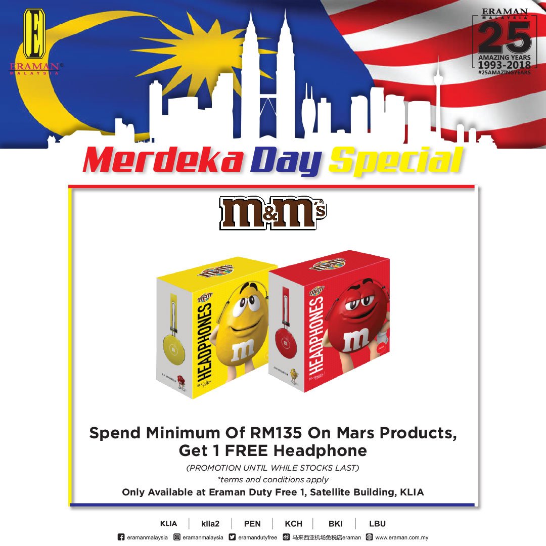 Eraman On Twitter Spend Minimum Of Rm135 On Mars Products Get 1 Free Headphone Promotion Until While Stocks Last Available At Eraman Duty Free 1 Satellite Building Klia Eramanmalaysia 25amazingyears Mars Chocolates