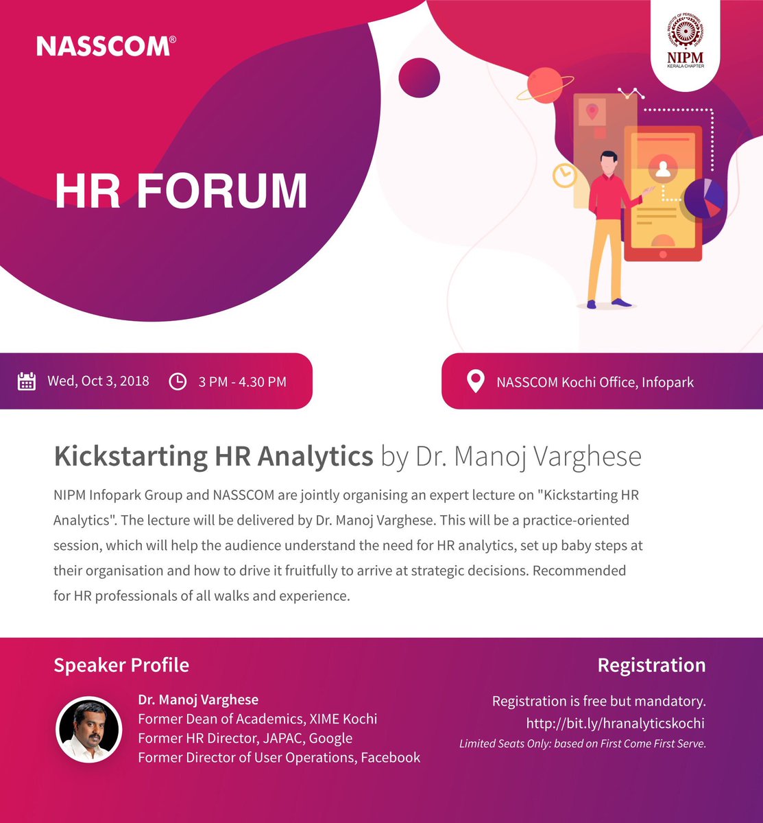 nipmkerala's tweet photo. Great to have our #InfoparkGroup back in action - thanks to the efforts of @TAAspeaks. Welcoming all to #HRAnalytics session by @varghesemanoj @anisharavind @tiyajaison @AjeshKumarNK https://t.co/78dl7amuFv