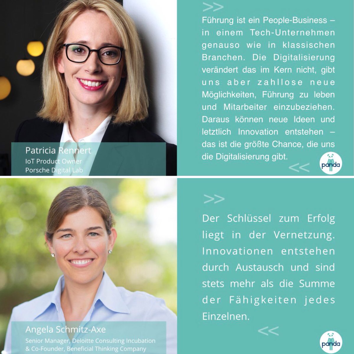we_are_panda's tweet photo. PANDA Digital 2018: Großartige Speakerinnen zu Digital Themen! Wir freuen uns auf: Karolina Decker (FinMarie), Angela Schmitz-Axe (Deloitte Consulting Incubation), Stiliana Rochlitzer (ORACLE), Patricia Rennert (Porsche Digital Lab)! Danke, dass Ihr mit dabei seid!👏💐🐼 #PANDA18 https://t.co/kzHWOB6da1