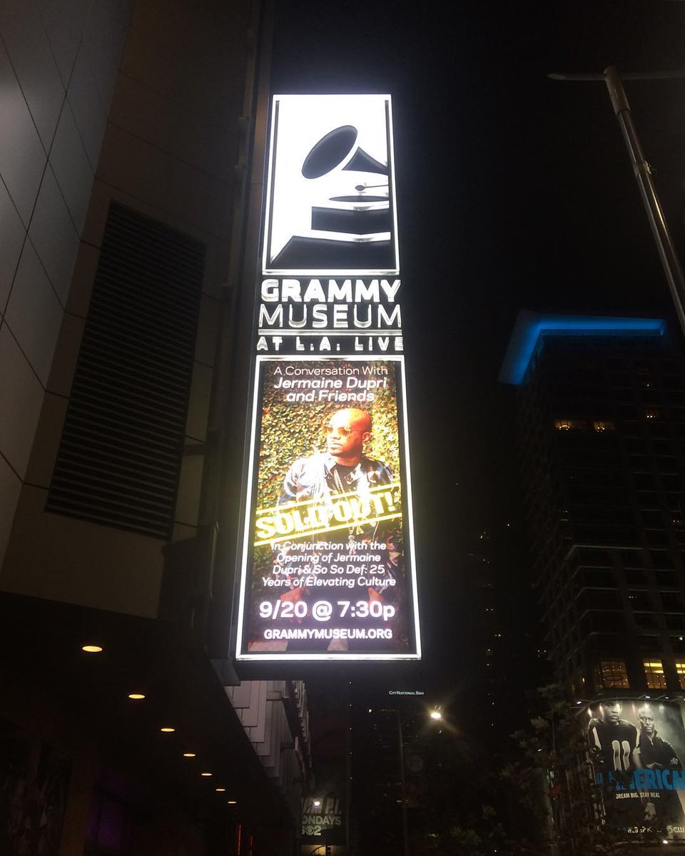 Jerome's tweet image. @GRAMMYMuseum at L.A. Live: A Conversation with @JermaineDupri and Friends in conjunction with the opening of @JermaineDupri and @SoSoDef: 25 Years of Elevating Culture.