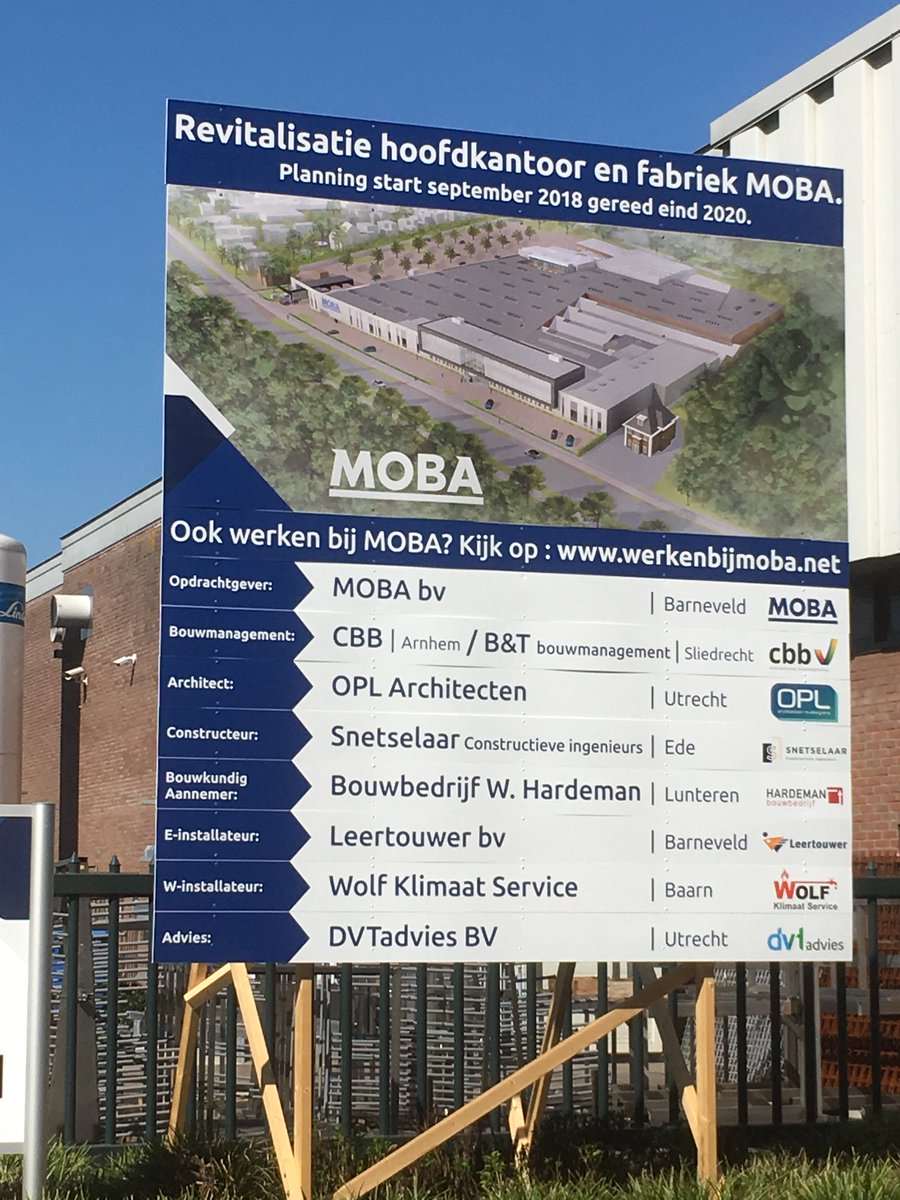 MobaInfo's tweet photo. In September Moba has started with the
large-scale renovation of the head office in Barneveld. Production facilities and office spaces will be modernised and expanded. We expect the renovation will be finished in 2020 #Moba #renovation⚒ #Barneveld #eggs🥚 #egggradingmachines https://t.co/WxNj3dbBjk