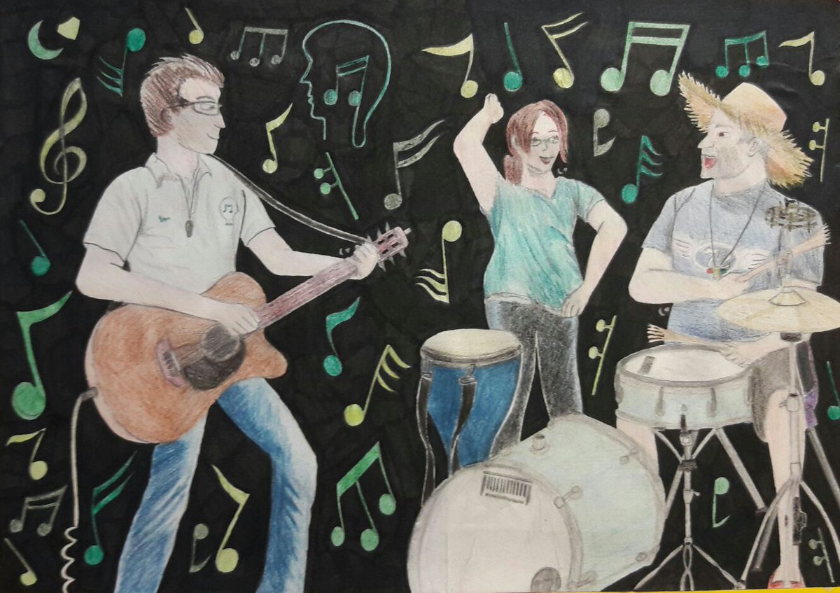 We turn up for our Happy Hour music session with <a href="/mylifecharity/">My Life</a> and find this displayed on the wall. Hand drawn, hand coloured with love by Katy Hook. We feel blessed doing this job. Thank you and happy Friday everybody.