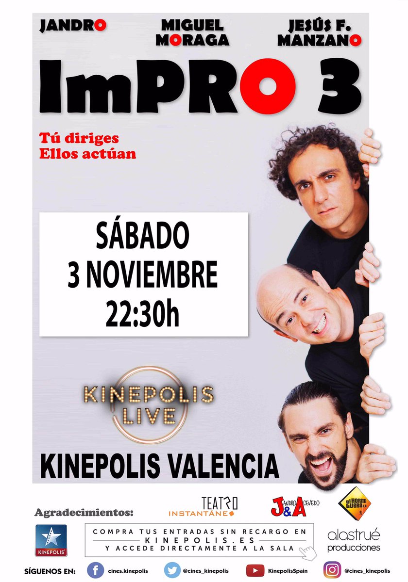 Jandro's tweet image. Acaban de salir las entradas para la vuelta de #Impro3 en @Cines_Kinepolis #Valencia 🤭