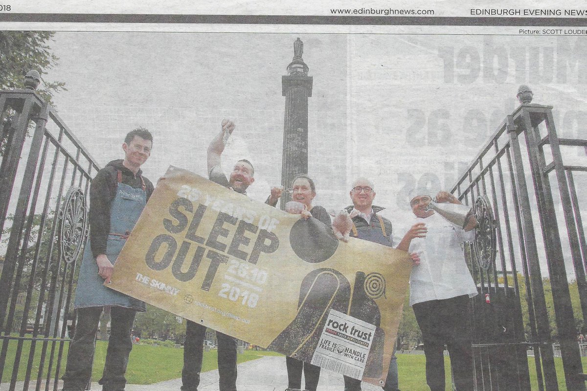 Check out the Evening News today for a lovely snap of the wonderful businesses who've rallied together to support our 25th Sleep Out with donations of food and drink. Roots Deli, Maialino Deli, Prime Street Food, Dishoom - you are superstars! #SleepOutEdinburgh #25thAnniversary