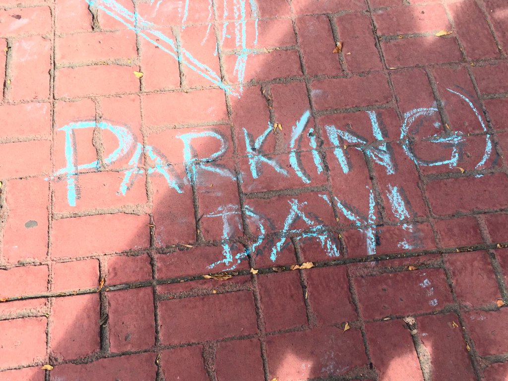 cityofcalgary's tweet photo. Drop by Centre St SW between 12-6pm for PARK(ing) Day, our 3rd annual #yyc event where citizens, artists &amp; designers temporarily transform parking spots into creative uses of public space. Info: https://t.co/NBg8HDBzud https://t.co/11790i0GOa