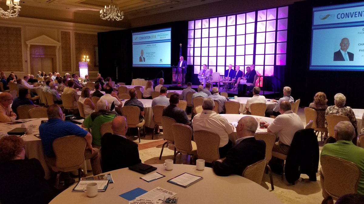 PaCommBankers's tweet photo. Our Annual Meeting is under way at #PACB2018, led by this year's chairman @TroyAPeters! It's time to celebrate this past year and look forward to the upcoming one! #communitybanking #banklocal #ktlo https://t.co/TEcQBpHMM0
