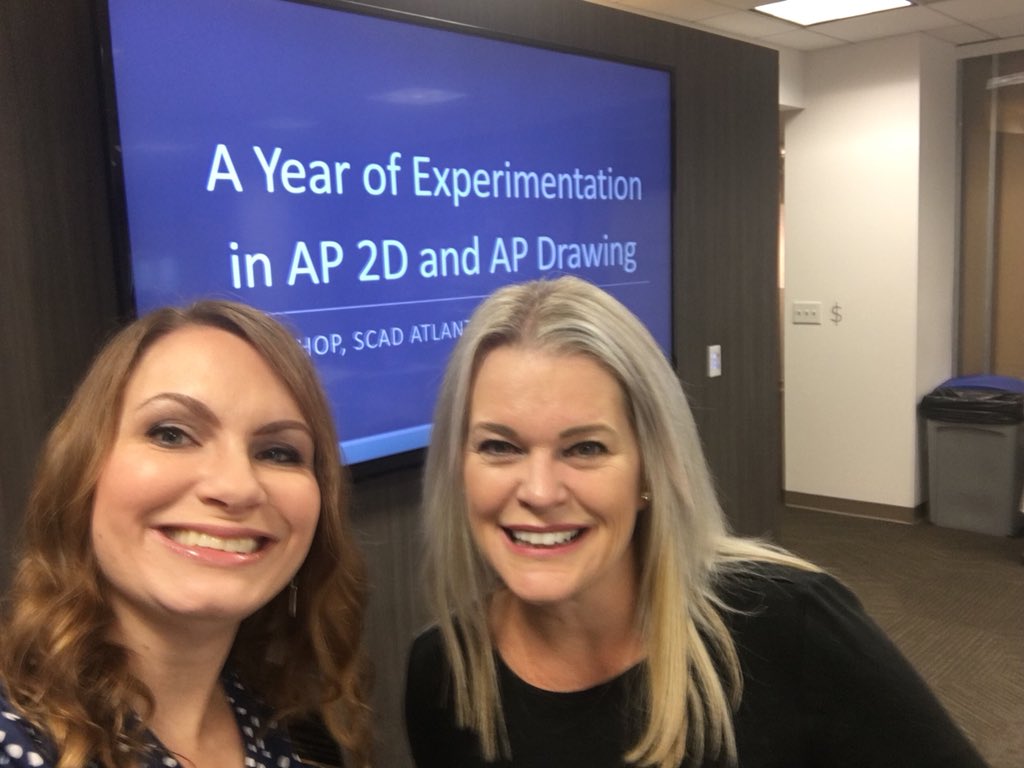 donna_karol's tweet photo. Here with @LauraLaQuaglia @SCADdotedu for the fall #apworkshop so excited to present to teachers today. My old work wife @DorseySammataro is also here presenting! @ArtsFCS #hoochart https://t.co/bk1XeLMgH4