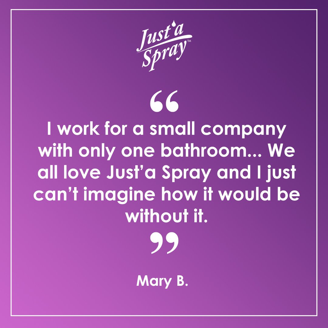 JustaSpray's tweet photo. Having Just'a Spray in the office washrooms is proven to be a life saver! #poopspray #smellycoworkers #coworking #officelife #justaspray https://t.co/6zB1PbRWLF