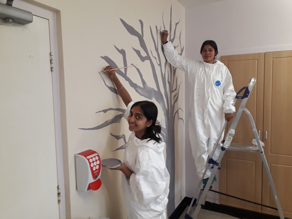 SWBHCharity's tweet photo. Almost finished with painting  of the bereavement room. @BrummieHR stopped by to see the great work of @RBS @RBS_Help.  This will make a huge difference to our families! https://t.co/rPUJrLiuT5
