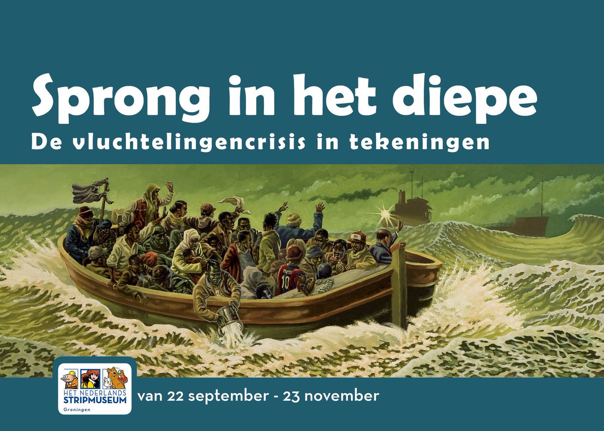 Vanaf morgen te zien in Het Nederlands <a href="/Stripmuseum/">Stripmuseum</a> : de expositie 'Sprong in het diepe', samengesteld door Joost Pollman met o.a. Jasper Rietman, Peter van Dongen, Aimee de Jong stripmuseum.nl/Sprong_in_het_…