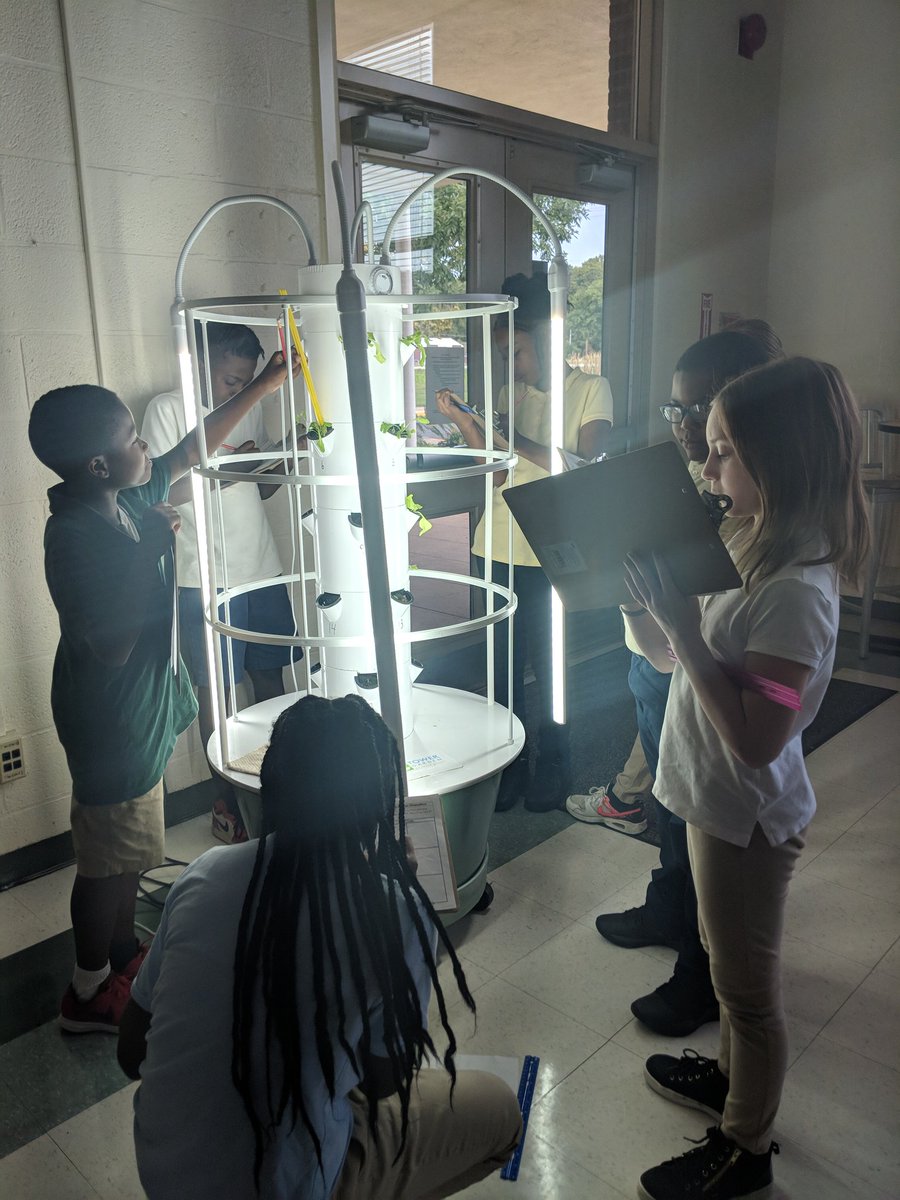 techyteachhaugh's tweet photo. Second week observing our @TowerGarden. Did stations this week. Video and reading from the website to learn how the Tower Garden works. Creating posters to display what we learned. @bluedevilabbott @FSNEnate @DCPSChampions #VESTERPS #authenticlearning #grade5 https://t.co/v7k0vrIAxr