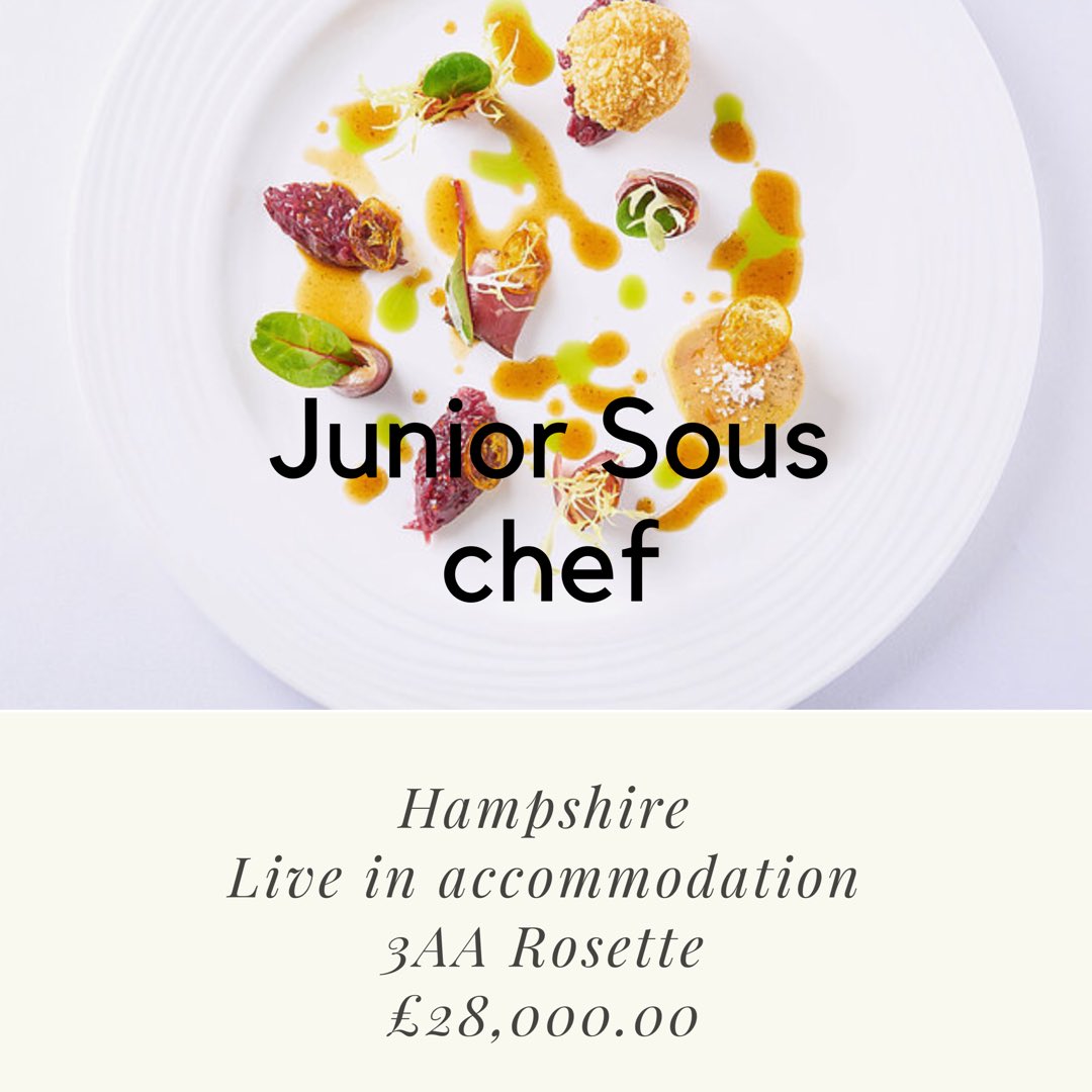 Boutiquehosp's tweet image. We have a junior sous role in an amazing 3AA Rosette Restaurant and great team #chefjobs #aaguide #hampshire ! DM us for details £28k