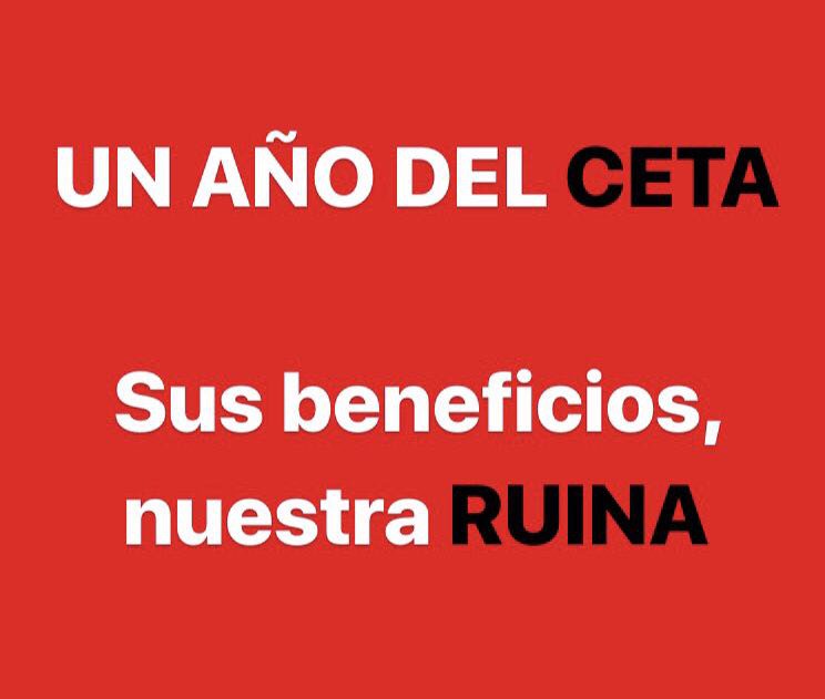 Hace un año el #CETA entró en vigor de manera provisional a pesar de que la mayoría de los parlamentos nacionales de la UE no han llegado a un acuerdo ni el Tribunal de Justicia UE ha dictaminado sobre su legalidad.

¿quiénes se han beneficiado en este primer año? 👇#CETAbration