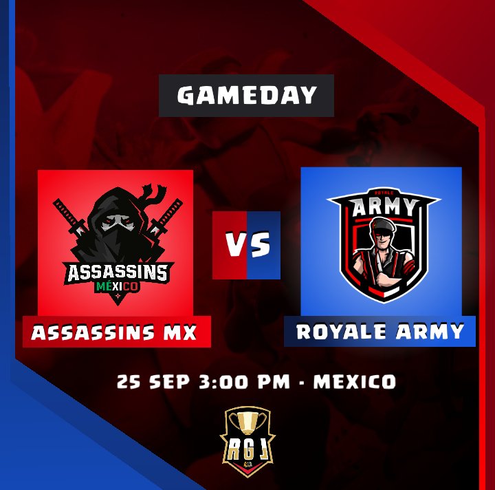 RGLCUP4's tweet image. 🏆RGL🏆

💀AssassinsMX🆚RoyaleArmy💂‍♀️
⏰25 SEP 3:00 PM MEXICO
🛡Semifinales
🛡En vivo con Withnestoryt ❤
