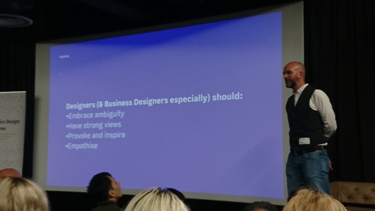 nimblecritter's tweet photo. @Guehenno "consultants can't really be designers...  Unless they go on a bit of a journey" 

"Embrace ambiguity, have strong views, provoke and inspire, empathise"

#sdfutures #SDN_UK https://t.co/qjeNAzFzfo