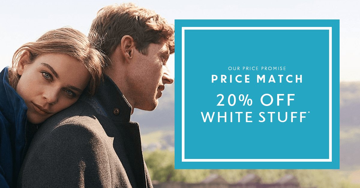 We're price matching a White Stuff promotion, with 20% off* their womenswear in store and online 💠💠 

Use code: WHITESTUFF20 > bit.ly/2MQaqyv
