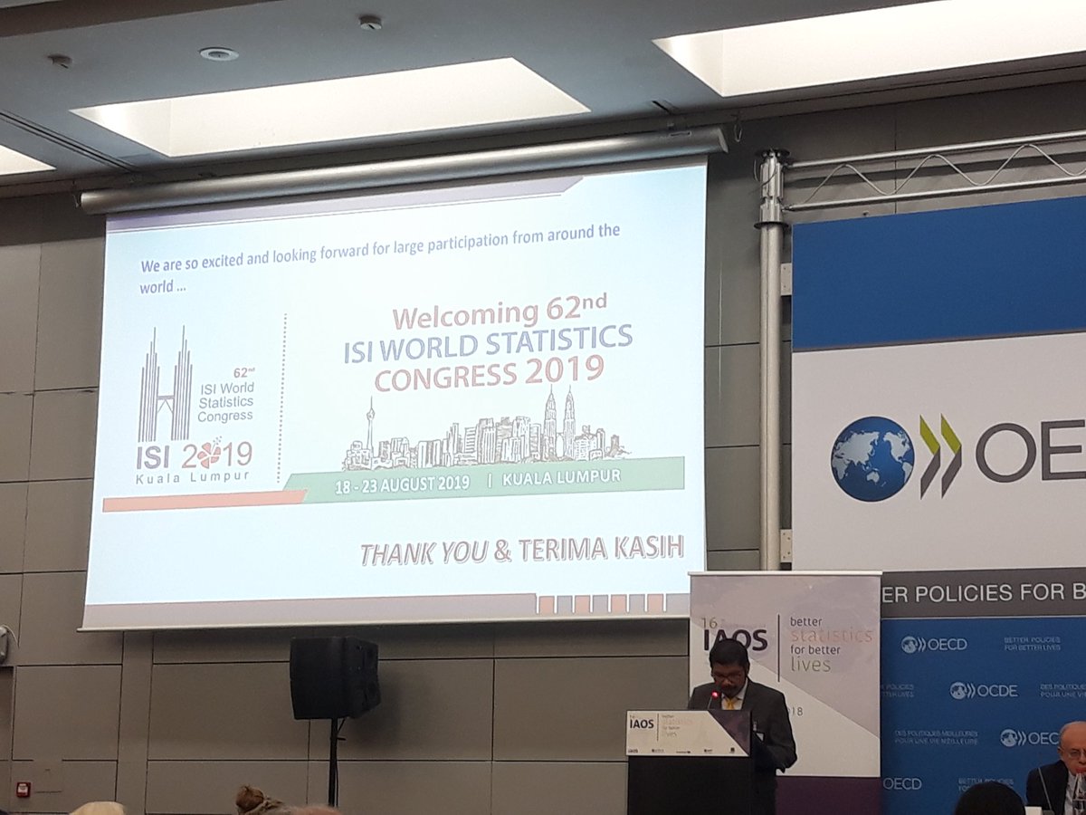 IAOS_Stat's tweet photo. @Dr_Uzir @StatsMalaysia at the #IAOS2018 #conference closing session invites all the #community to the @isiwsc2019 #Congress that will take place in #kualalumpur 18-23 August 2019 https://t.co/rY0hTyzjuP