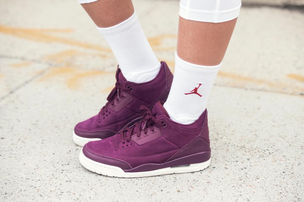 jordan 3 bordeaux on feet