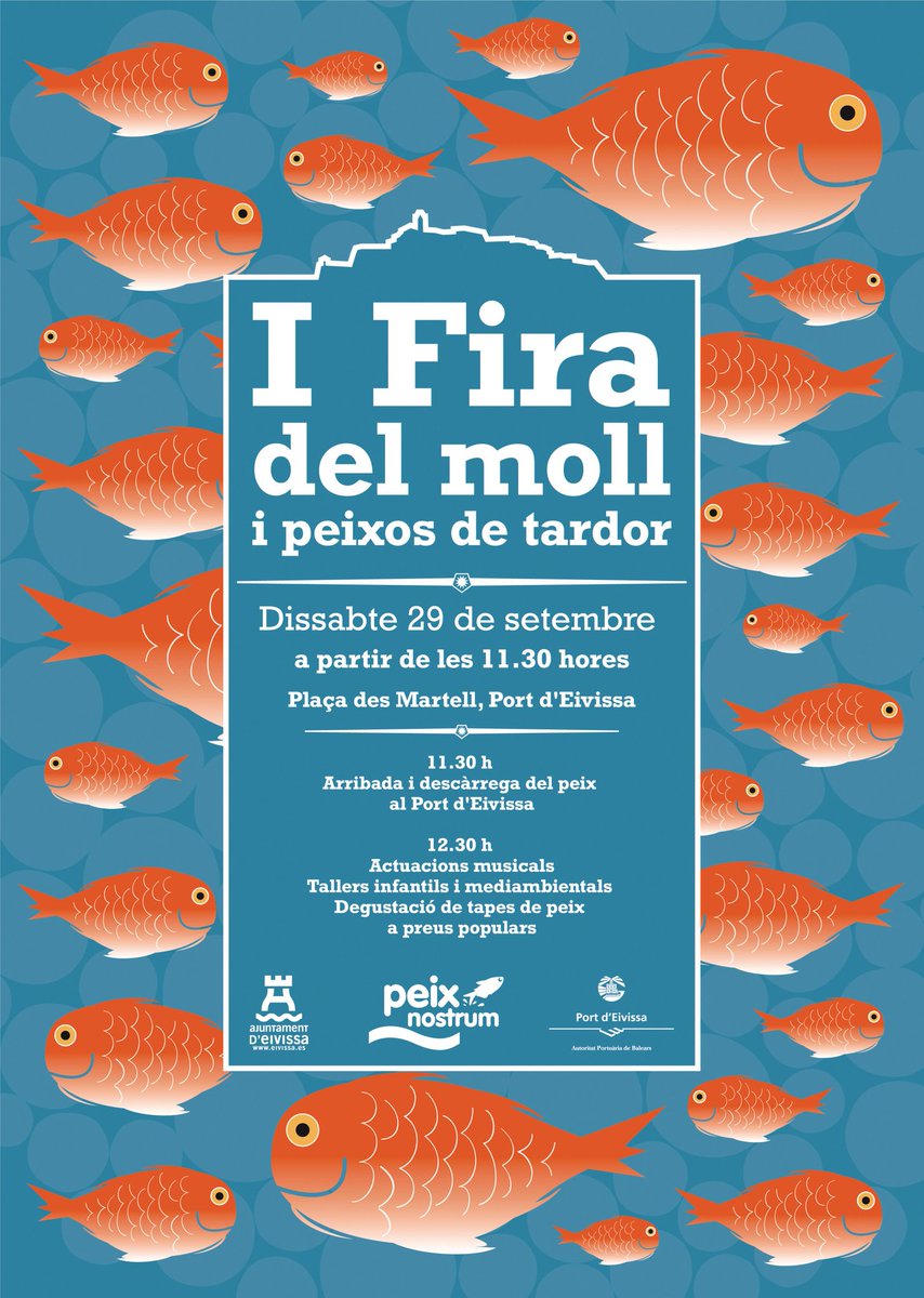 1a FIRA DEL MOLL I PEIXOS DE TARDOR
Dissabte 29 de setembre a partir de les 11.30 h. a la Plaça des Martell, Port d'Eivissa
Vos esperam a tothom!